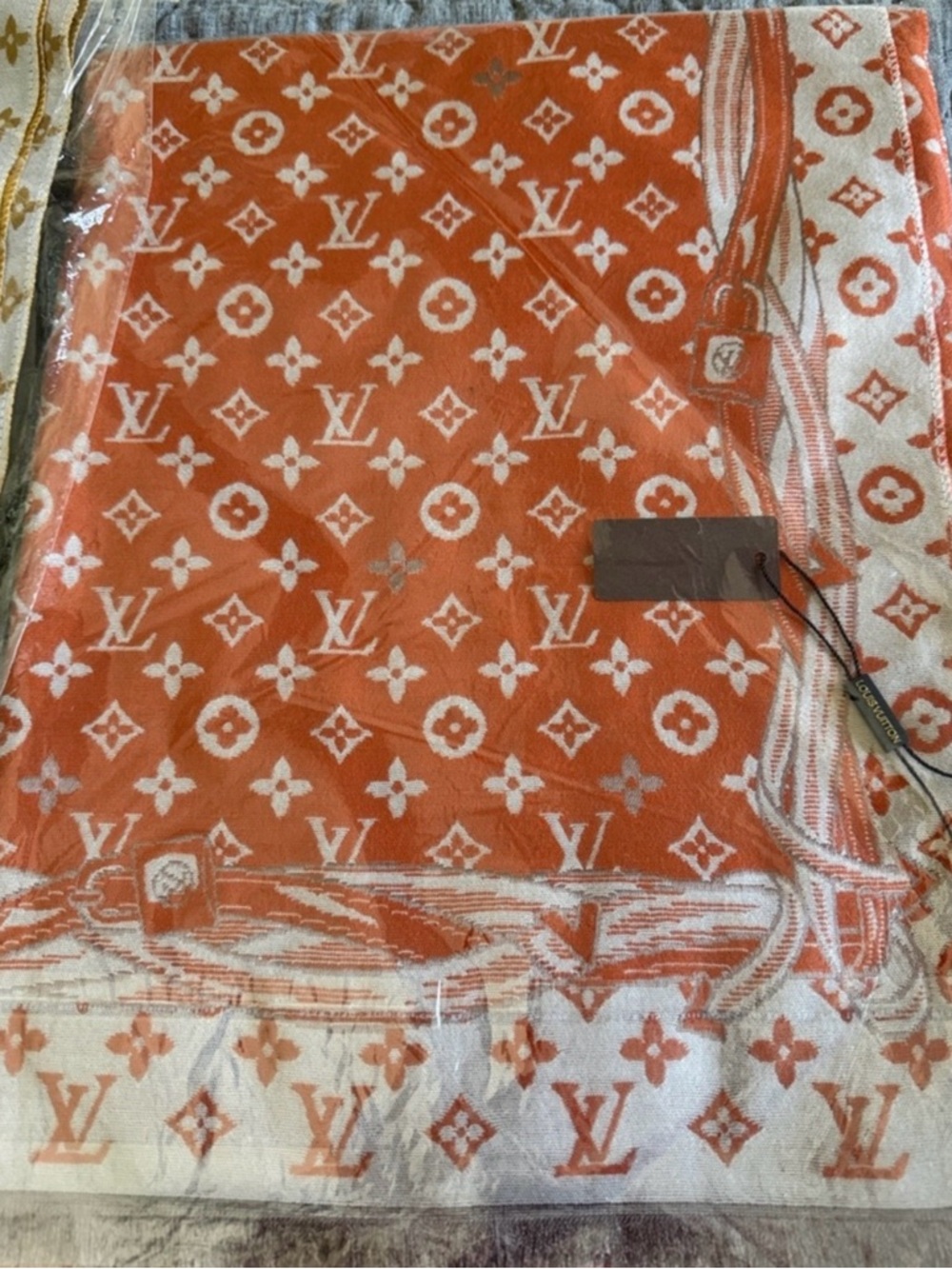 Mustard & Cream and yellow Monogram Shawl Scarf